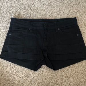 Black denim shorts